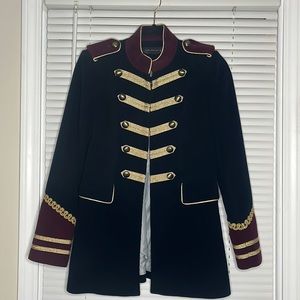 Zara Wool Navy Gold Military Coat